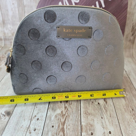 Kate Spade Gray Polka Dot Makeup Bag/Cosmetic Pouch - Picture 3 of 7